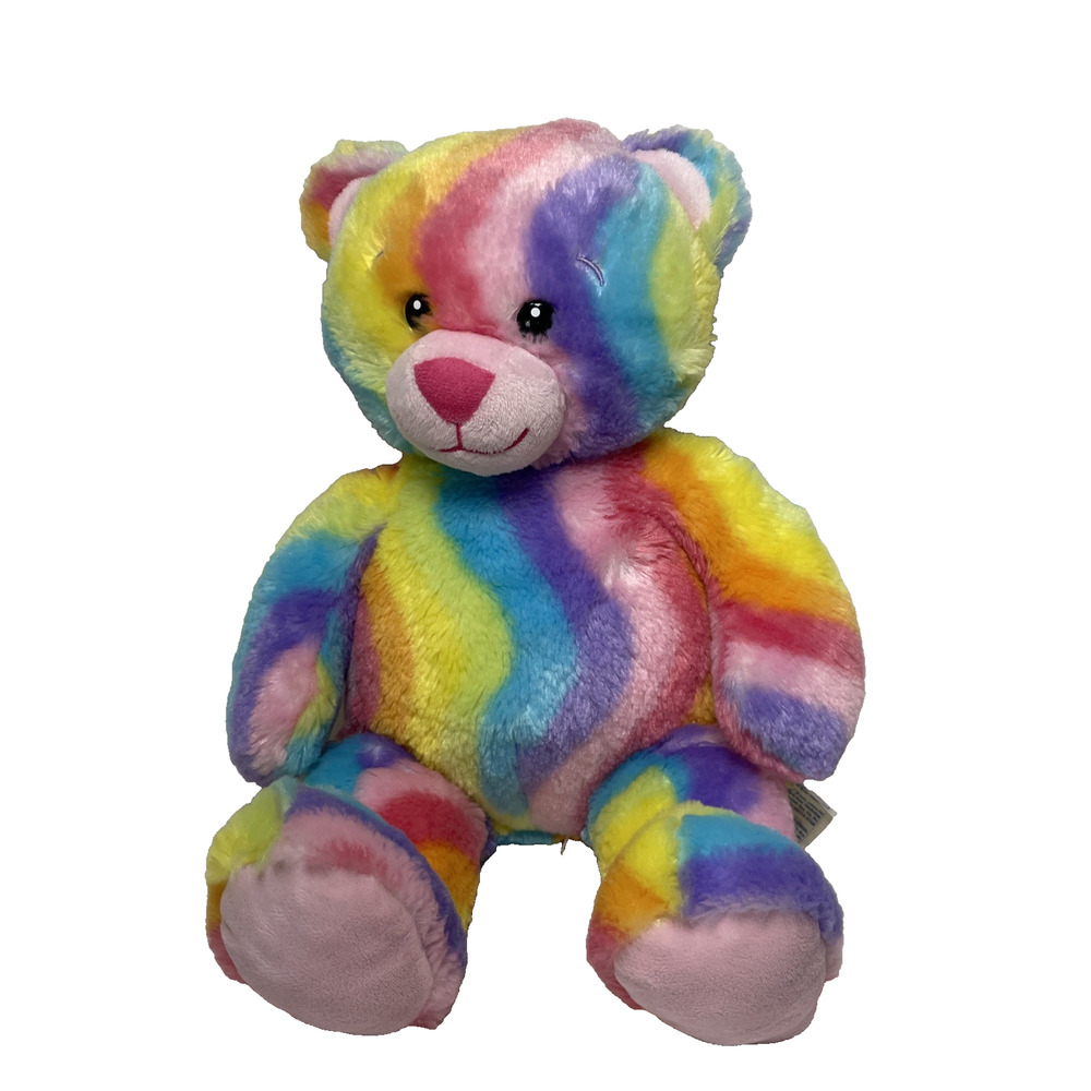 Build a Bear Rainbow Swirl Teddy Plush Stuffed Toy Tie Dye 17"